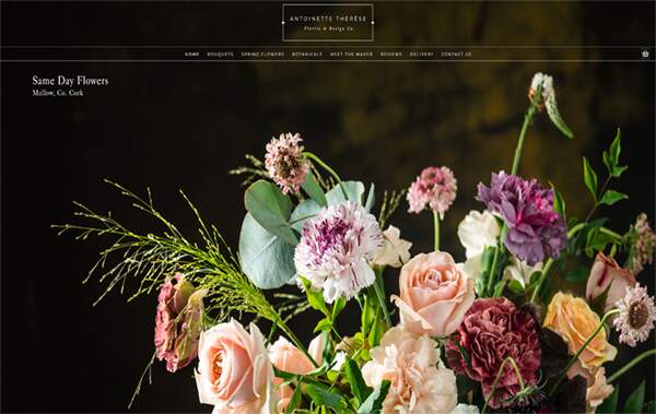 Antoinette Therese Florals website example in Ireland