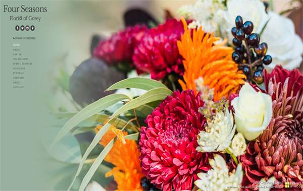 Four Seasons Florist of Gorey website example in Ireland