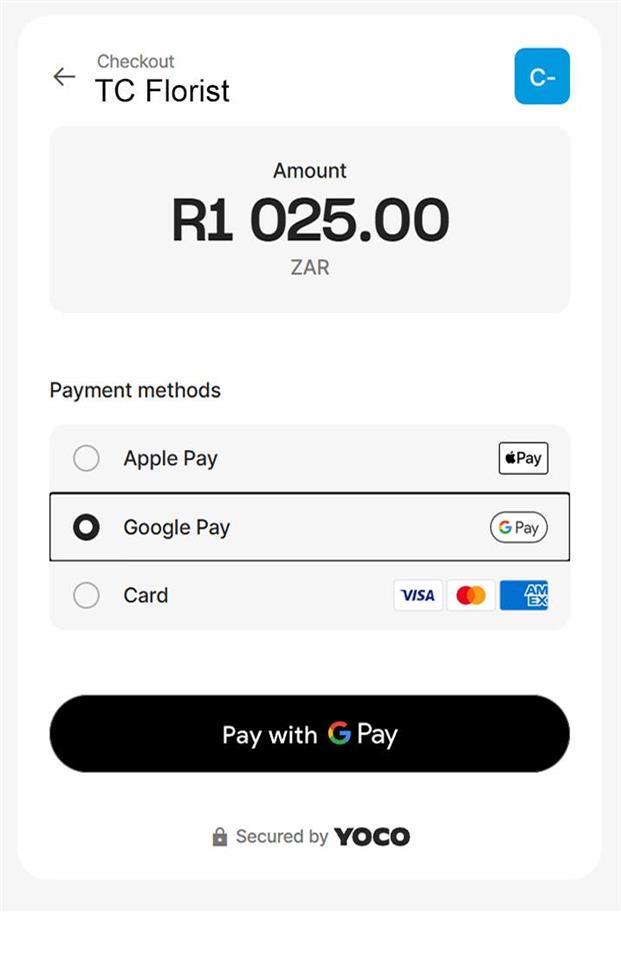 Google Pay checkout for South Africa florist websites