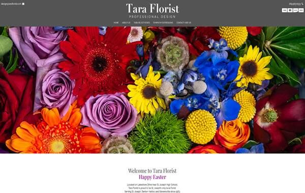 Tara Florist website example in the USA